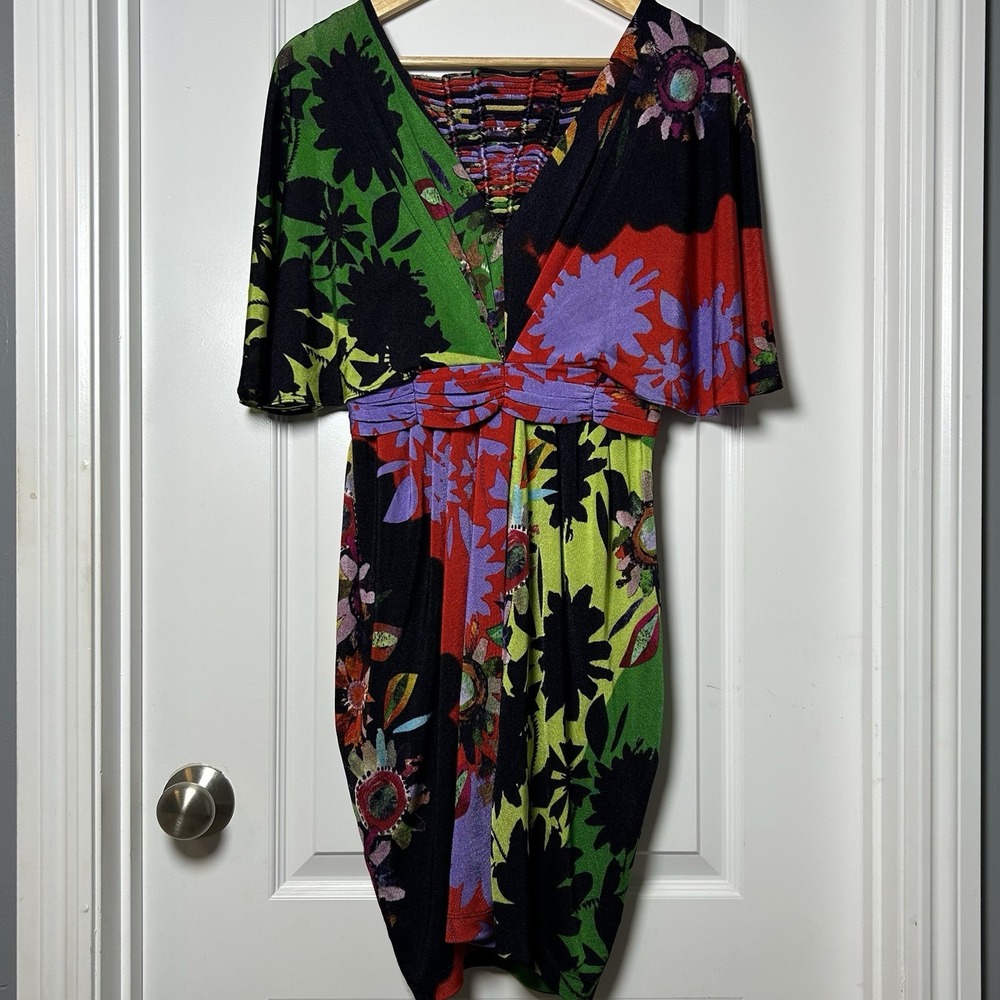 Ranna Gill Anthropologie Multicolor Sabatina Floral Kimono Sleeve‎ Mini Dress